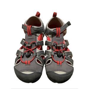 Keen Kids Gray Red Seacamp II CNX Waterproof Hiking Water Shoe Sandals Size 6